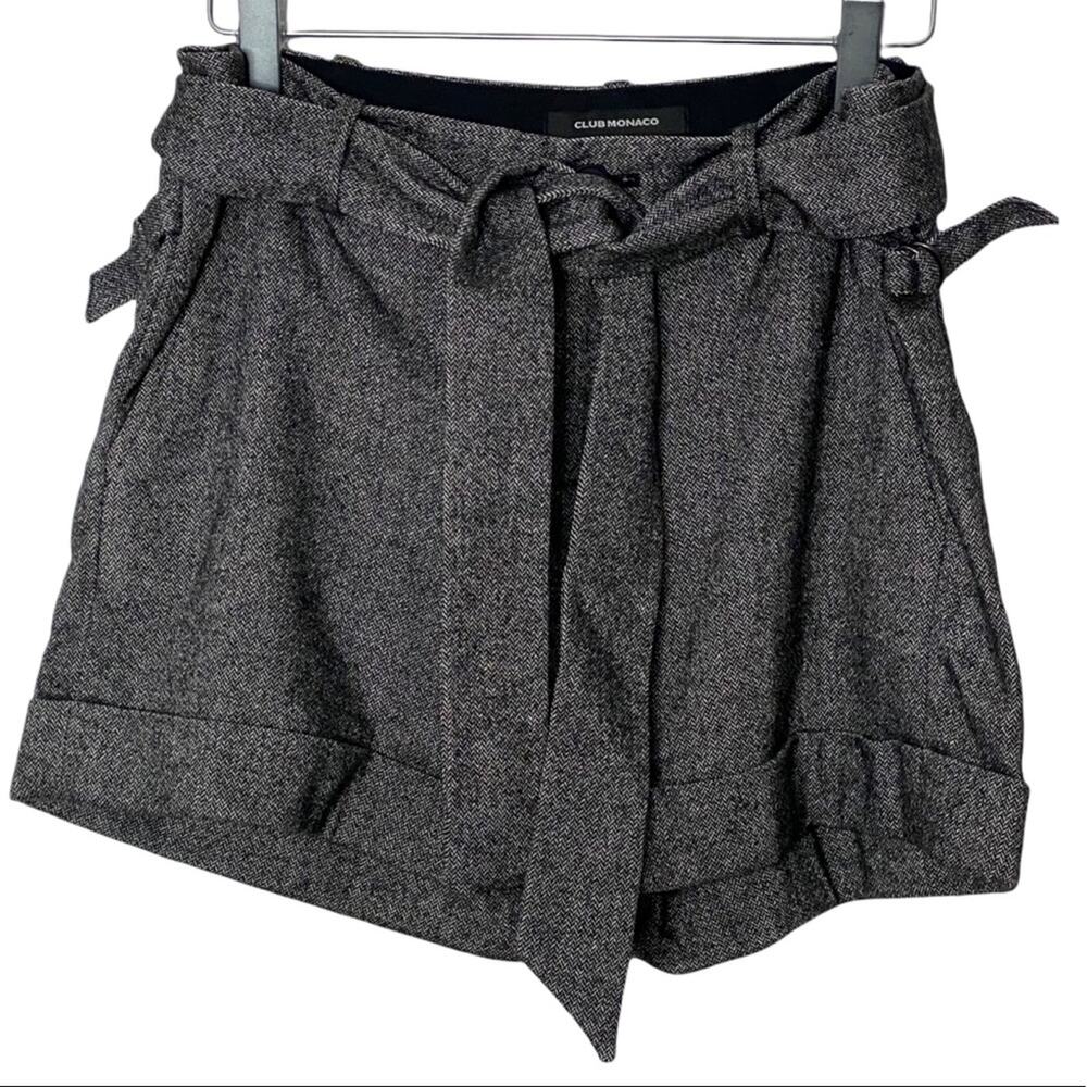 Club Monaco Gray Herringbone/Twill Weave Shorts